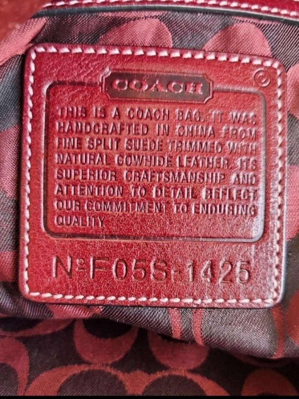Coach 2005 Vintage Crimson Monochromatic Holiday Patchwork Shoulder Bag - Picture 10 of 12